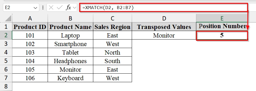 Using XMATCH Function in Excel with Dynamic Arrays