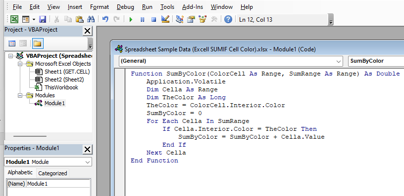 Alternatives to SUMIF Function to Sum by Cell Color in Excel