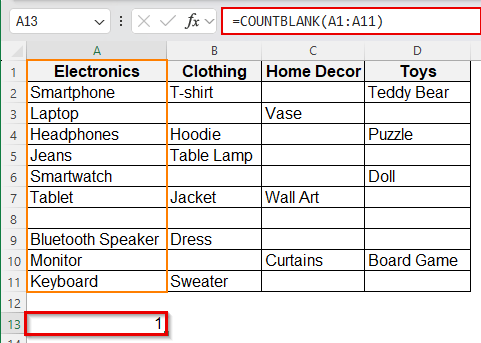 Find Blank Cells Using Formulas (ISBLANK/COUNTBLANK)
