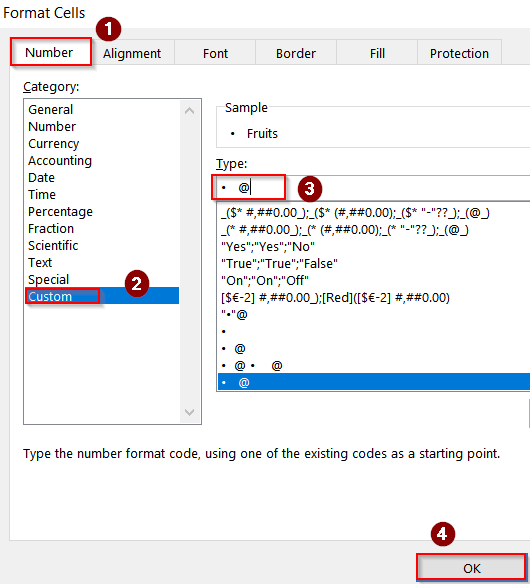 Creating Bulleted Lists with Custom Number Formatting