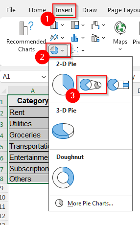Make a Pie of a Pie Chart WIth Multiple Data in Excel