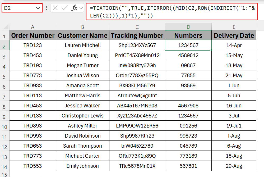Getting Numbers from Any Position of the Text