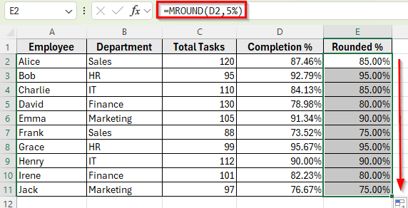 Using MROUND Function to Round to the Nearest Multiple