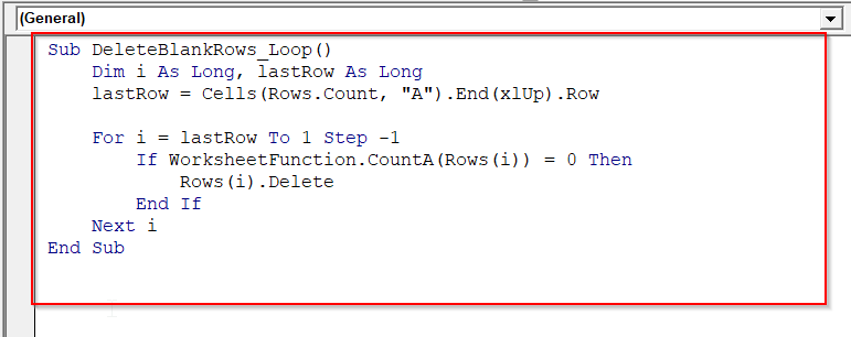 Deleting Blank Rows