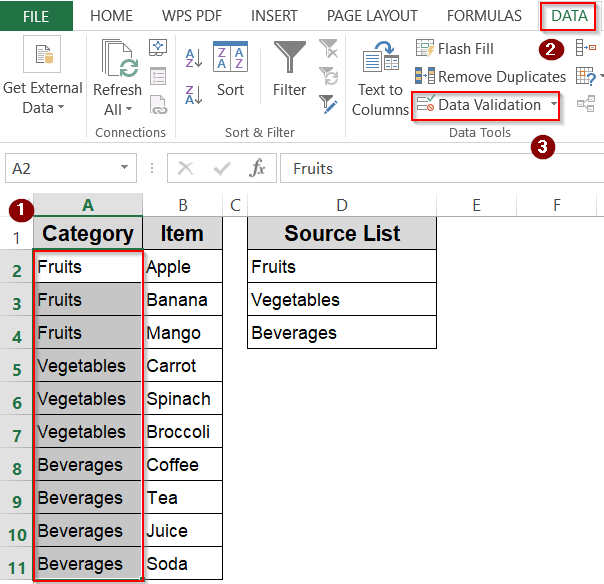 Using Data Validation to Create a Drop-Down List Inside a Cell