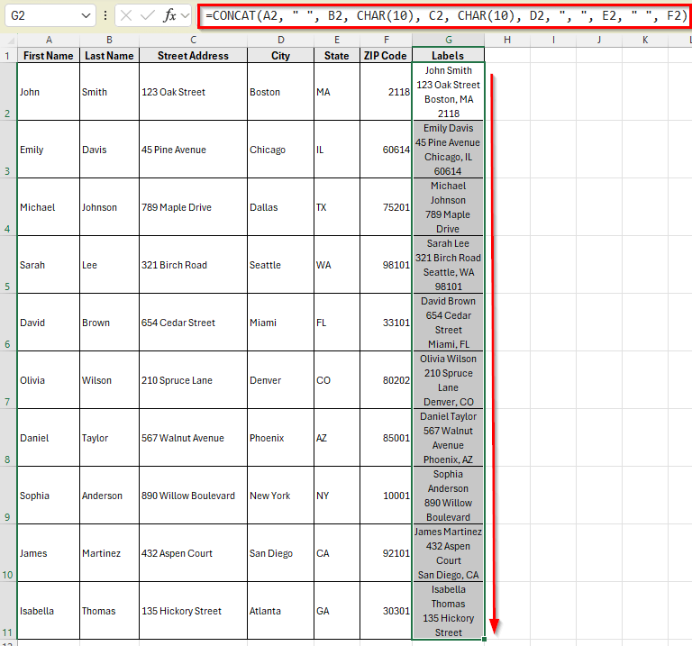 Using CONCAT Function for Cleaner Formulas