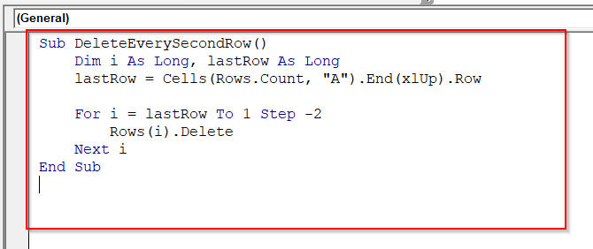 Deleting Alternate Rows