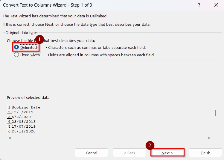 Extracting the Year along with Month & Date Using Text to Columns Features