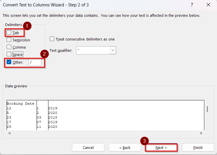 Extracting the Year along with Month & Date Using Text to Columns Features
