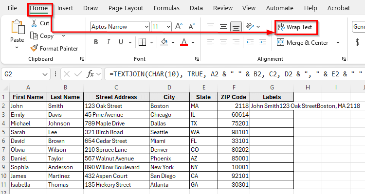 Applying TEXTJOIN Function to Create Labels Easily