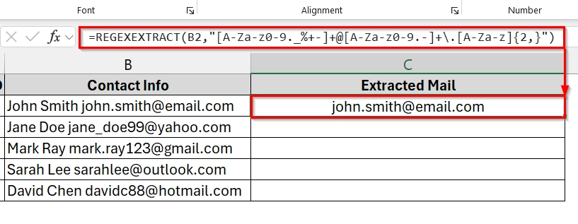 Applying REGEXEXTRACT Function to Extract Data with RegEx in Excel