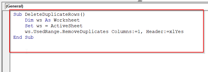 Delete Duplicate Rows