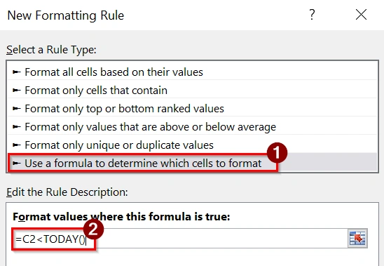 Highlight Cells If Date is Greater Than Another Date Using Conditional Formatting