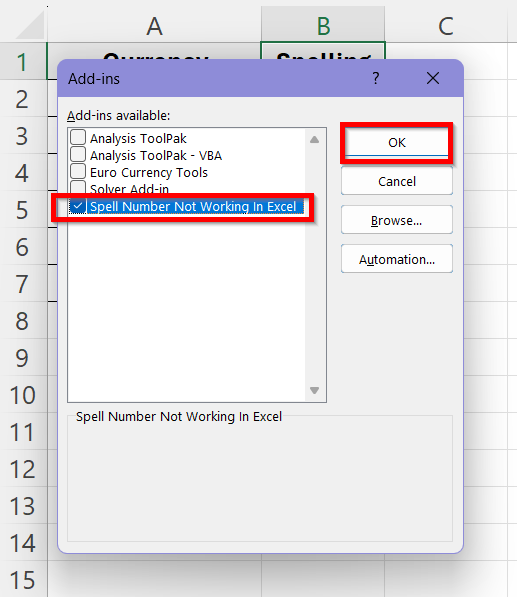 Load VBA as Add-in to Spell Numbers