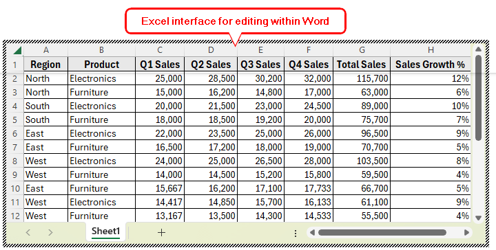 Using the Object Command to Insert an Excel File into Word