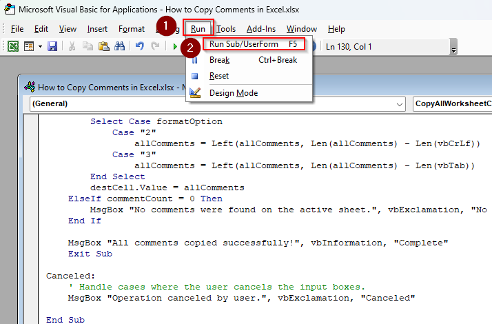 Custom VBA Macro to Extract All Comments from a Worksheet