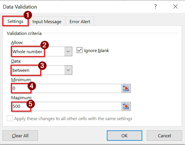 Using Data Validation to Restrict a Number Range in Excel
