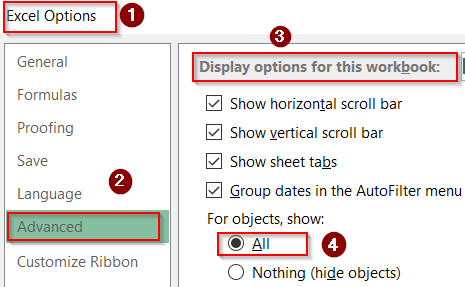 Revealing Hidden Drop-Down Arrows by Showing Objects