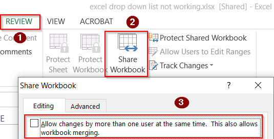 Regaining Drop-Down Functionality in Shared or Online Workbooks