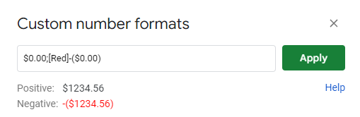 Examples of All Number Formats in Google Sheets