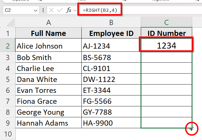 Use RIGHT Function to Find from Right Side of String