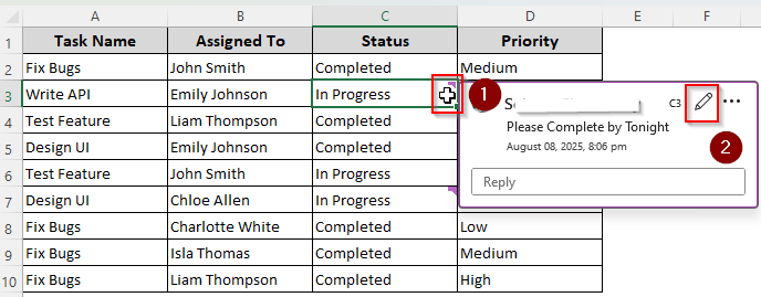 Manually Copy Comments with the New Comment Option