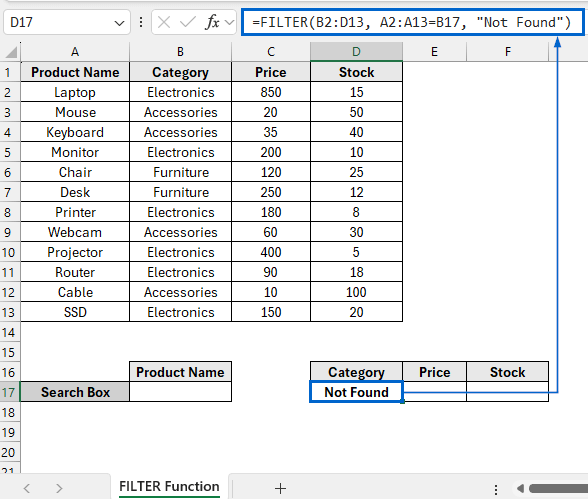 Create a Search Box Using the Filter Function