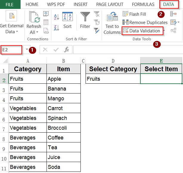Apply a Conditional Drop-Down List with IF Statement and Direct Cell Reference