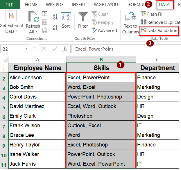 Steps to Create a Multiple Selection Drop-Down List in Excel