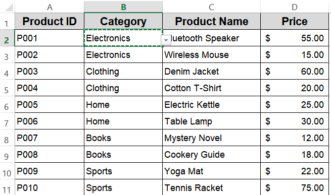 Steps to Copy Data Validation in Excel