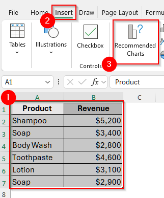 Make a Pie Chart in Excel Using the Recommended Charts Tool With Multiple Data