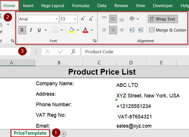 Steps to Create a Price List in Excel