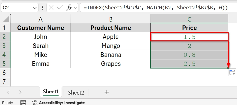 Combining INDEX & MATCH Functions to Reference Cell in Another Sheet Based on Cell Value