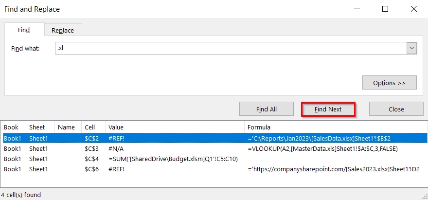 Using Find & Replace Feature to Identify and Remove Unsafe External Links