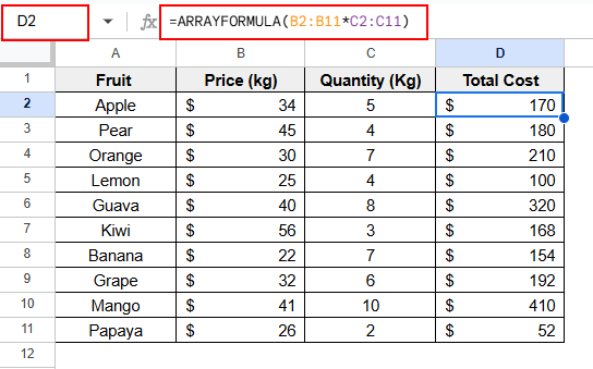 Applying ARRAYFORMULA With Basic Formulas