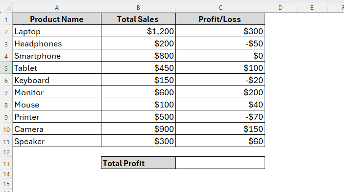 Using SUMIF to Sum All Values Greater than 0 with the Generic Formula