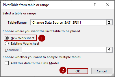 Using Change Data Source Tool