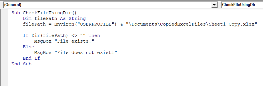 Using the DIR Command to Check If a File Exists