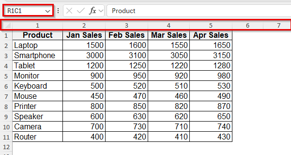 Enable R1C1 Reference style