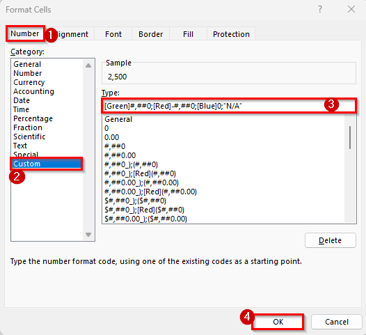 Apply Custom Number Format with Multiple Conditions