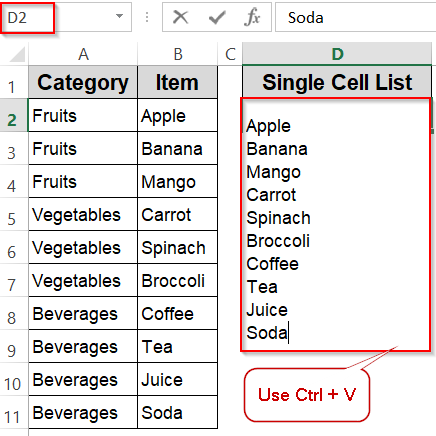 Pasting a Multi-Line List from Another Source