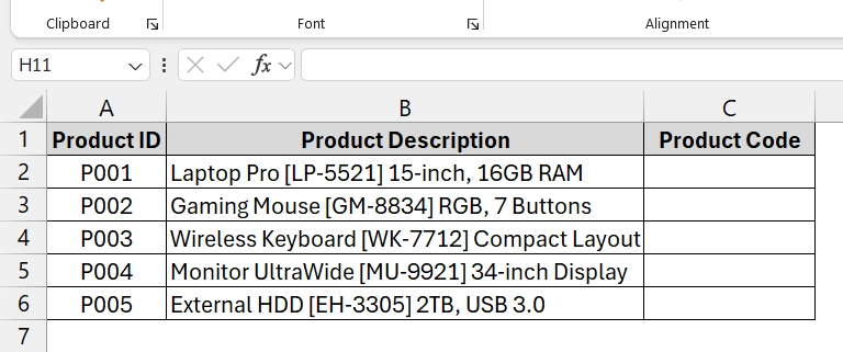 Using Custom VBA to Extract Data with Regex in Excel