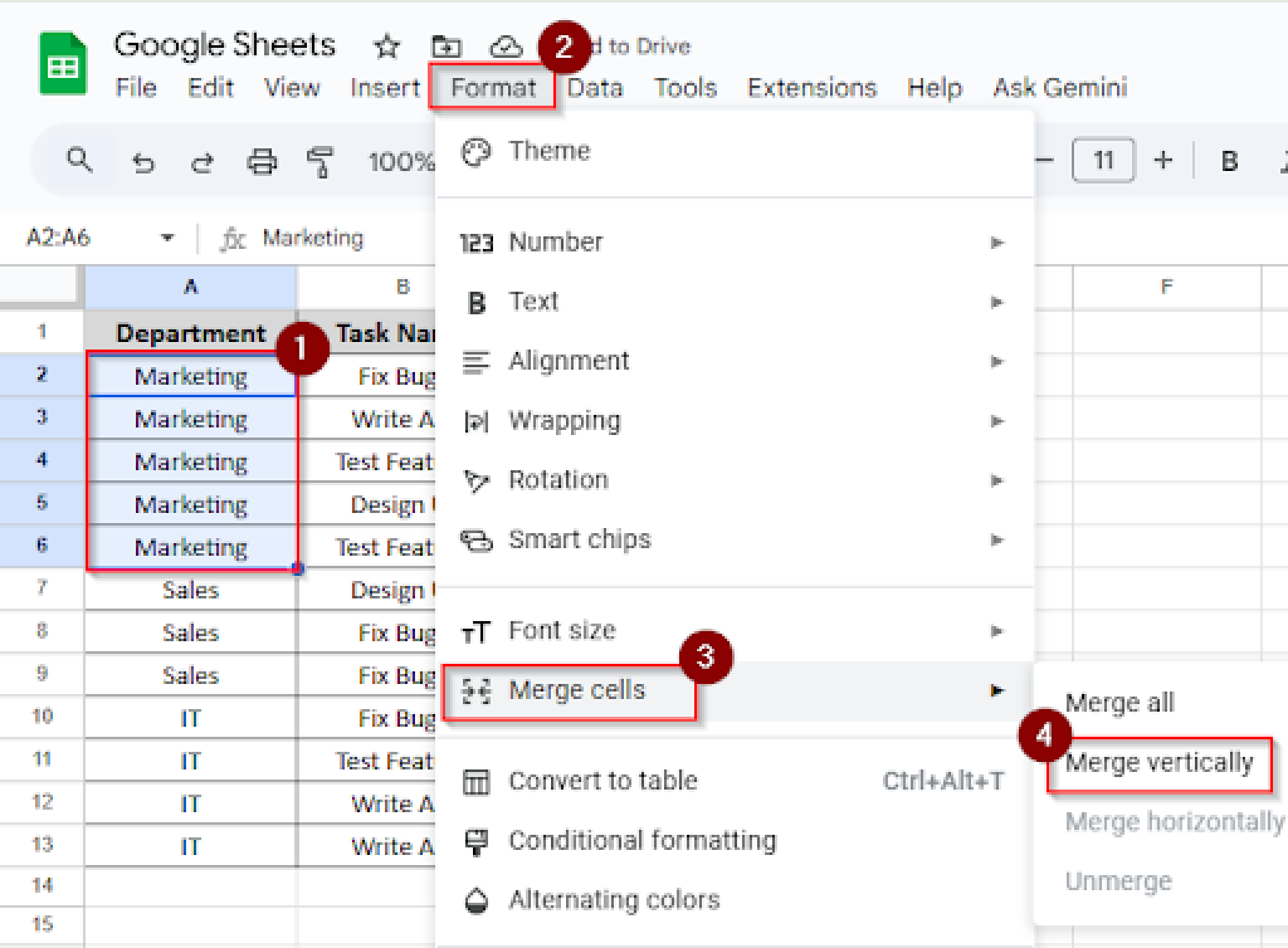 Merging Cells in Google Sheets - Excel Insider