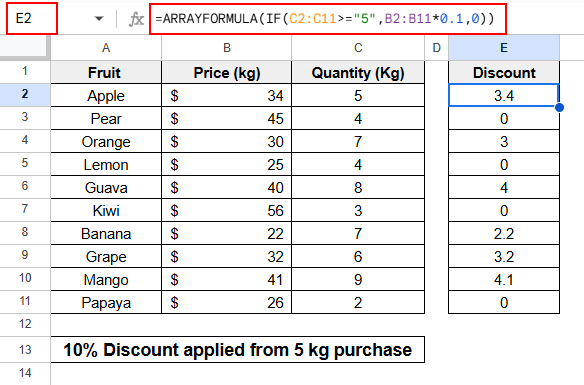 Applying ARRAYFORMULA With Basic Formulas