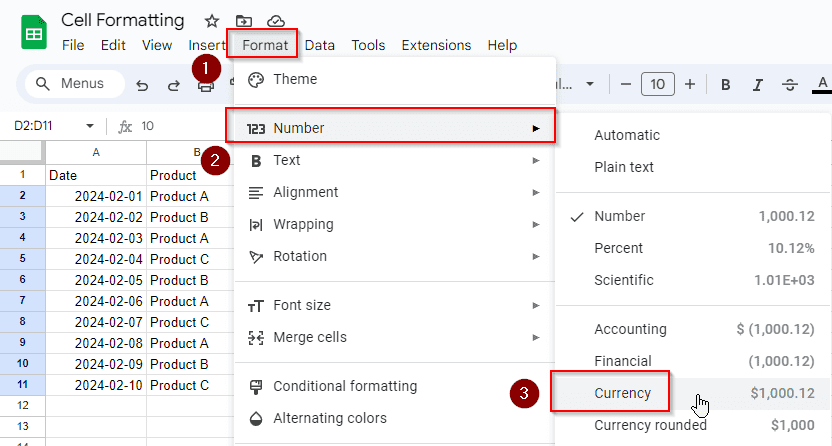 How to Format Cells in Google Sheets