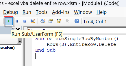 Delete an Entire Row by Row Number