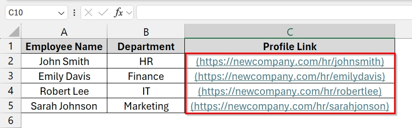 Manually Edit Using Edit Hyperlink Dialog Box