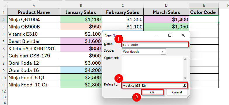 Using Excel SUMIF Function with Cell Color Code (GET.CELL)