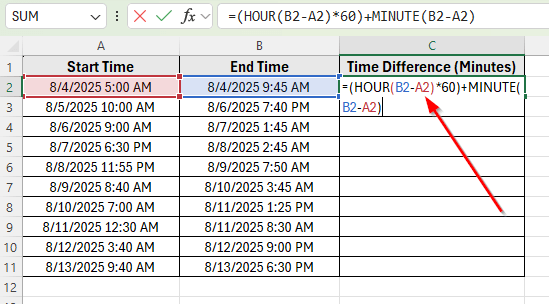 Combining HOUR and MINUTE Functions