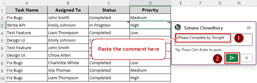 Manually Copy Comments with the New Comment Option